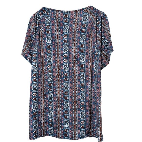 Style & Co Peasant Top XXL Blue Boho Stretch Jersey Short Sleeve Blouse NWT - Picture 6 of 7